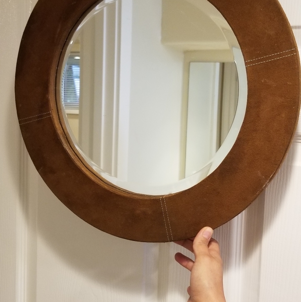Leather Round Mirror